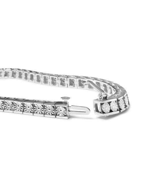 Haus of Brilliance Metallic 925 Sterling 1/4 Cttw Miracle Set Diamond And Bead Link 7.25" Tennis Bracelet (I-J Color, I2-I3 Clarity)