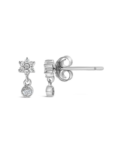 Haus of Brilliance Metallic 925 Sterling 1/10 Cttw Diamond Star Stud With Bezel Drop Dangle Earrings (I-J Color, I2-I3 Clarity)