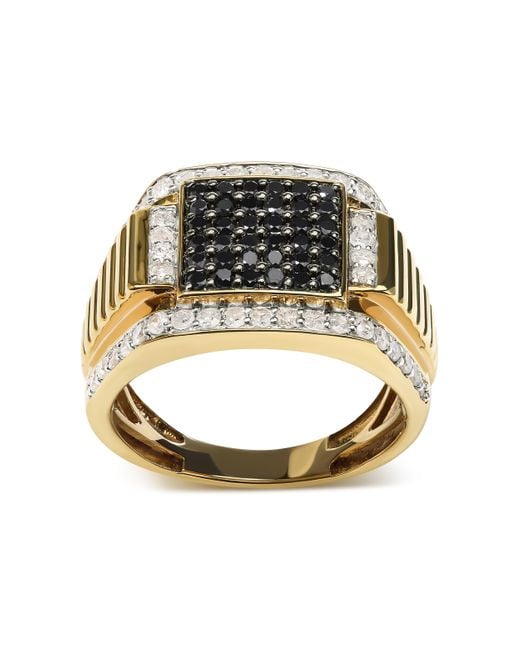 Haus of Brilliance Metallic 14K Plated .925 Sterling 1 1/2 Cttw And Treated Diamond Cluster Ring I-J Color, I2-I3 Clarity) for men