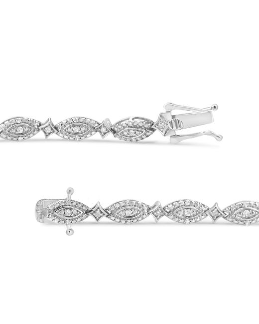 Haus of Brilliance Metallic 925 Sterling 1/2 Cttw Diamond Alternating Marquise And Starburst Shaped Link Bracelet (I-J Color, I2-I3 Clarity)
