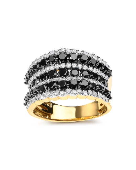Haus of Brilliance Black 14K Plated .925 Sterling 1 3/4 Cttw Treated And Alternating Diamond Multi Row Band Ring I-J Color, I2-I3 Clarity) for men