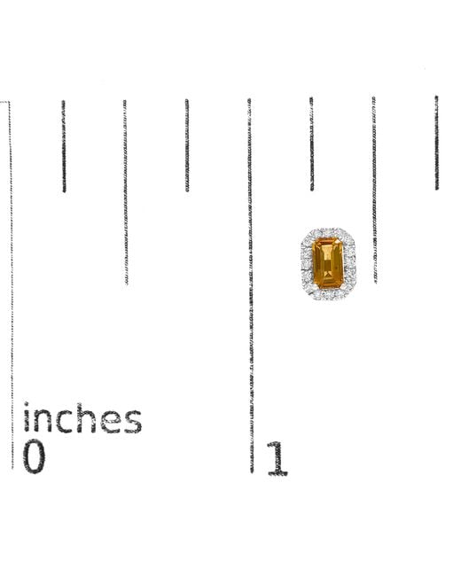 Haus of Brilliance Metallic 10K 5X3Mm Emerald-Cut Citrine And 1/7 Cttw Diamond Halo Octagonal Stud Earrings (I-J Color, I1-I2 Clarity)