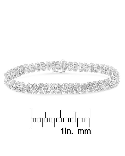 Haus of Brilliance Metallic 925 Sterling 2.0 Cttw Diamond Miracle-Set Nested Chevron Link 7" Tennis Bracelet (I-J Color, I3 Clarity)