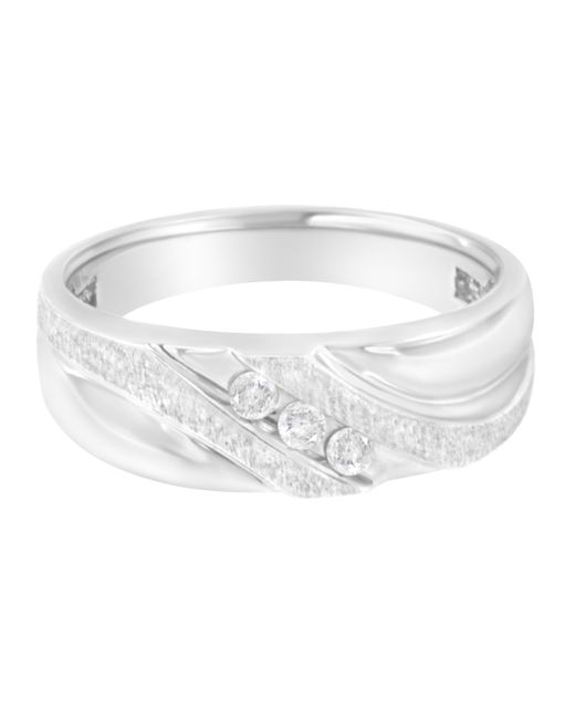 Haus of Brilliance White 10K 1/10 Cttw Diamond Three Stone Channel Set Diamond Wedding Ring (I-J Color, I1-I2 Clarity) for men