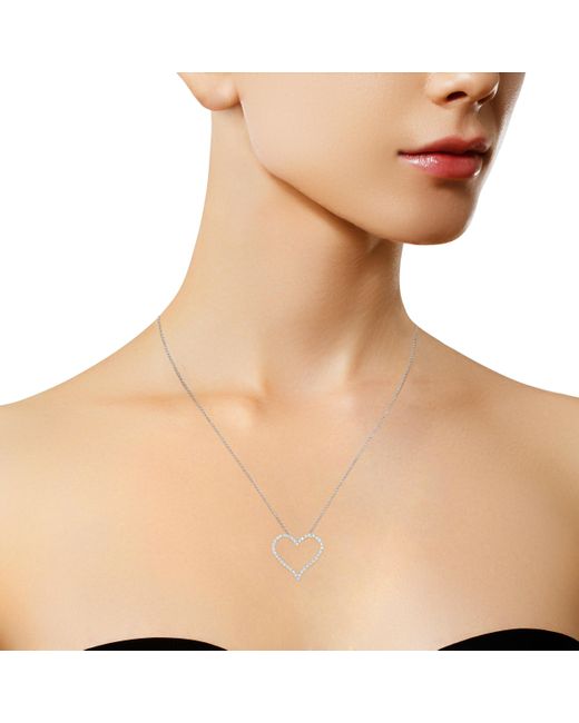 Haus of Brilliance Metallic 10K Plated .925 Sterling 3.0 Cttw Round-Cut Diamond Open Heart Pendant Necklace (J-K Color, I1-I2 Clarity)