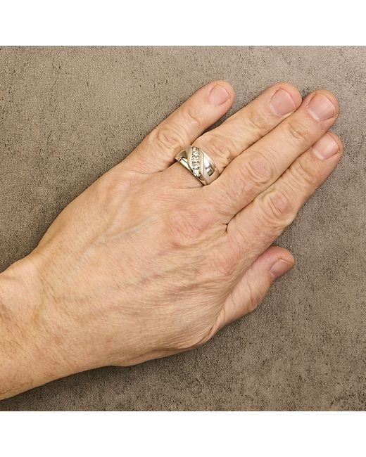 Haus of Brilliance White 925 Sterling 1/2 Cttw Diamond Channel Set 3-Stone Band Ring for men