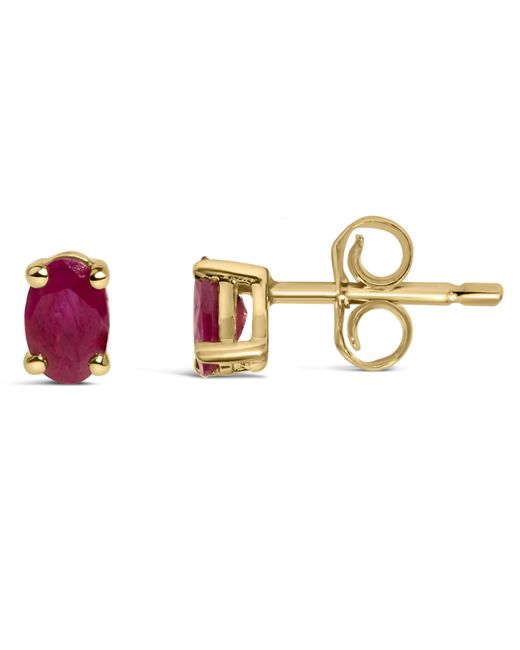 Haus of Brilliance Purple 14K 5X3 Mm Oval Ruby Solitaire Stud Earrings