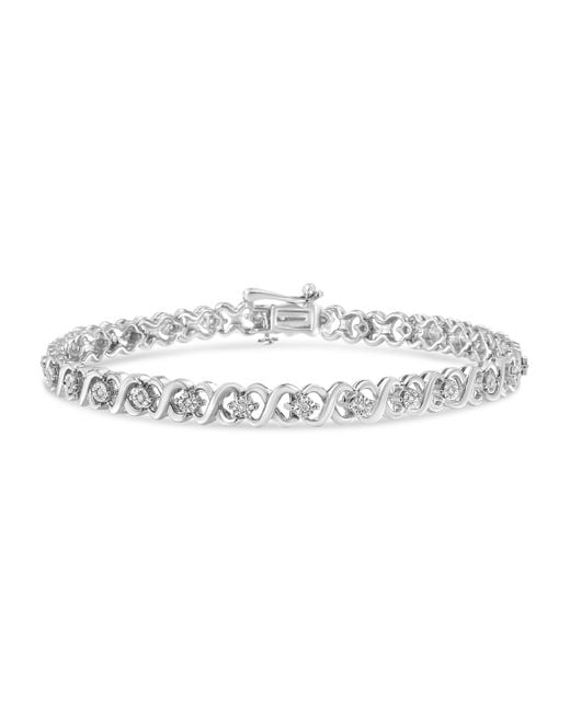 Haus of Brilliance Metallic 925 Sterling 1/6 Cttw Miracle Set Diamond Infinity Link And Station Tennis Bracelet (I-J Color, I3 Clarity)