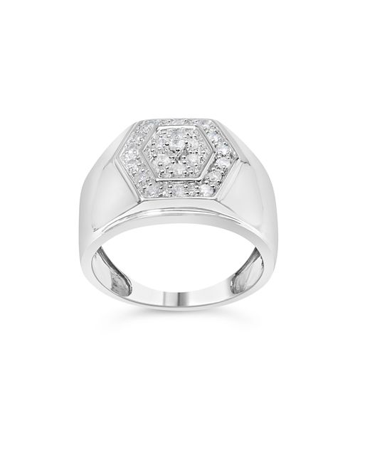 Haus of Brilliance White 925 Sterling 1/2 Cttw Multi-Diamond Hexagon Frame Ring (I-J Color, I3 Clarity) for men