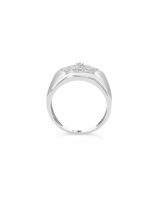 Haus of Brilliance White 925 Sterling 1/2 Cttw Multi-Diamond Hexagon Frame Ring (I-J Color, I3 Clarity) for men