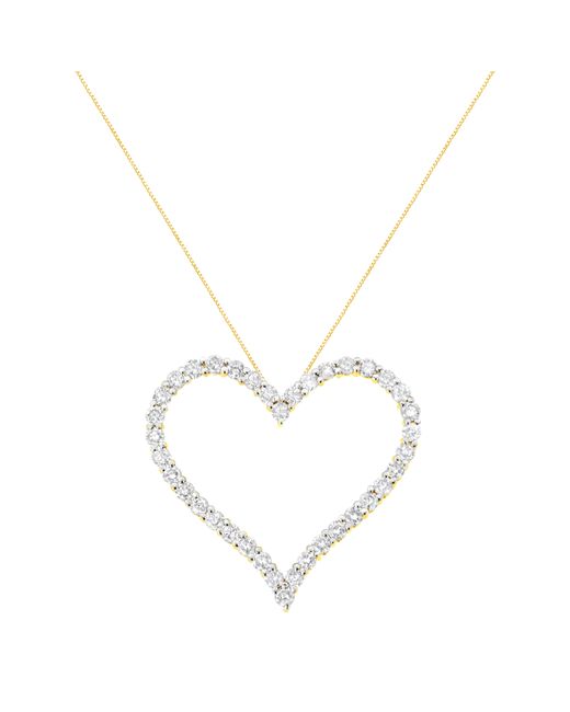 Haus of Brilliance Metallic 10K Plated .925 Sterling 3.0 Cttw Round-Cut Diamond Open Heart Pendant Necklace (J-K Color, I1-I2 Clarity)