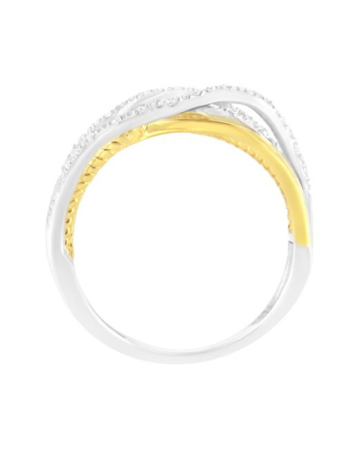 Haus of Brilliance Metallic 10K Plated .925 Sterling 1/10 Cttw Diamond Multi Row Crossover Ring Band (I-J Color, I1-I2 Clarity)