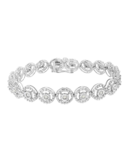 Haus of Brilliance Metallic 925 Sterling 1.0 Cttw Diamond Nested Circle Miracle Set Open Wheel 7" Fashion Link Bracelet (I-J Color, I3 Clarity)