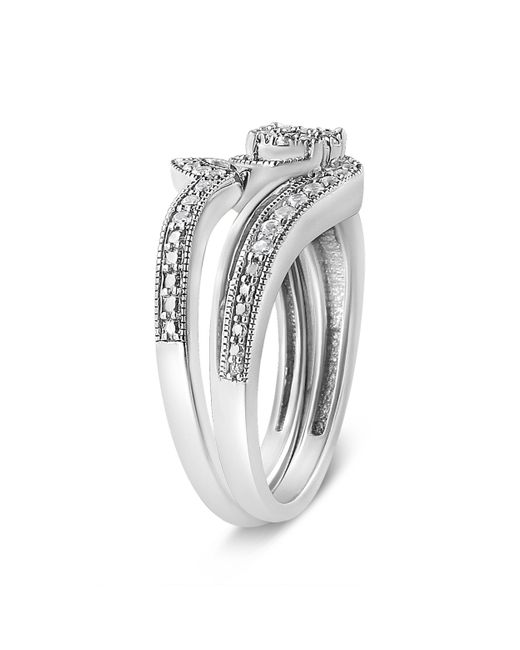 Haus of Brilliance Metallic 925 Sterling 1/3Ct Cttw Multi-Diamond Bypass Vintage-Style Bridal Set Ring And Band (I-J Color, I3 Clarity)