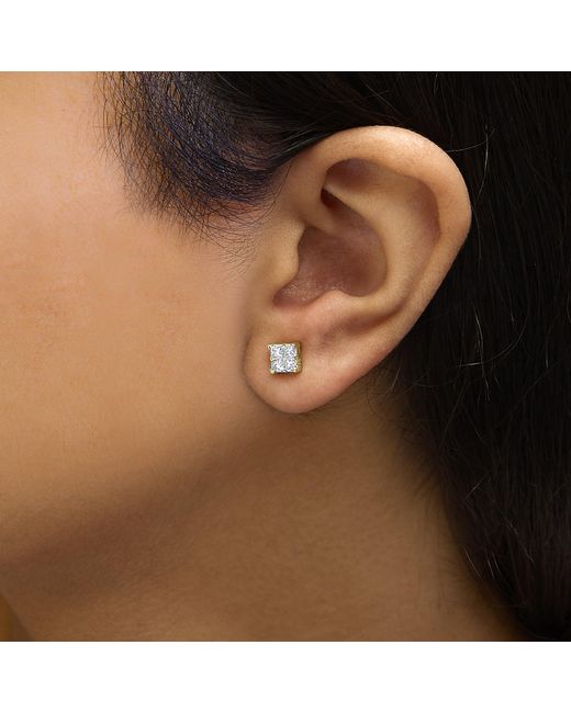 Haus of Brilliance Metallic 10Kt Princess Diamond Composite Stud Earring (1/2 Cttw, I-J Color, I1-I2 Clarity)