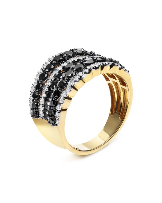 Haus of Brilliance Black 14K Plated .925 Sterling 1 3/4 Cttw Treated And Alternating Diamond Multi Row Band Ring I-J Color, I2-I3 Clarity) for men