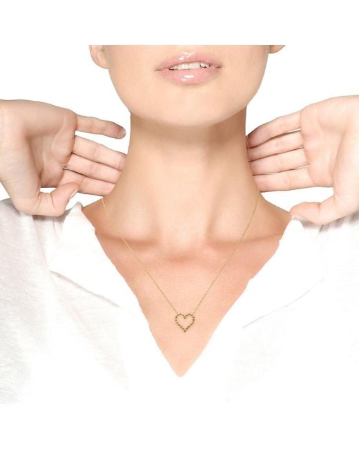 Haus of Brilliance Metallic 10K Flashed .925 Sterling 1/2 Cttw Champagne Diamond Miracle Plate Heart Pendant Necklace (K-L Color, I1-I2 Clarity)