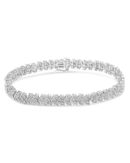 Haus of Brilliance Metallic 925 Sterling 2.0 Cttw Diamond Miracle-Set Nested Chevron Link 7" Tennis Bracelet (I-J Color, I3 Clarity)