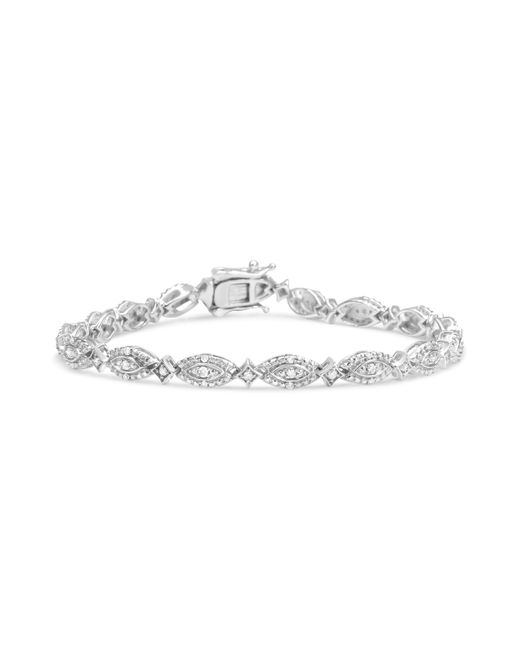 Haus of Brilliance Metallic 925 Sterling 1/2 Cttw Diamond Alternating Marquise And Starburst Shaped Link Bracelet (I-J Color, I2-I3 Clarity)