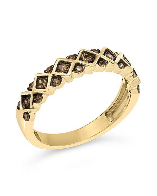 Haus of Brilliance Metallic 10K Plated .925 Sterling 1/4 Cttw Champagne Diamond Geometric Band Ring