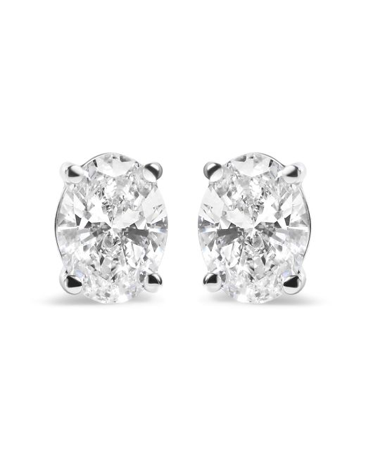 Haus of Brilliance Metallic 14K 3/4 Cttw Oval Shape Lab Grown Diamond Solitaire Stud Earrings (F-G Color, Vs1-Vs2 Clarity)