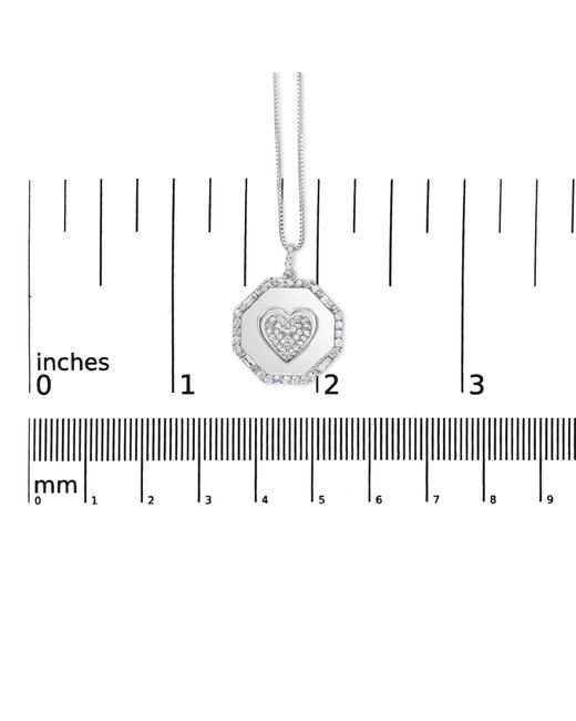 Haus of Brilliance Metallic 925 Sterling 5/8 Cttw Diamond Mirror Plate With Heart And Diamond Halo 18" Pendant Necklace (H-I Color, I2-I3 Clarity)