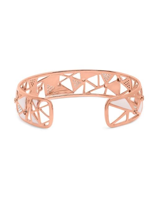 Haus of Brilliance Pink 14K 5/8 Cttw Diamond With Tourmaline Open Cuff Bangle With Enamel (G-H Color, Si1-Si2 Clarity)
