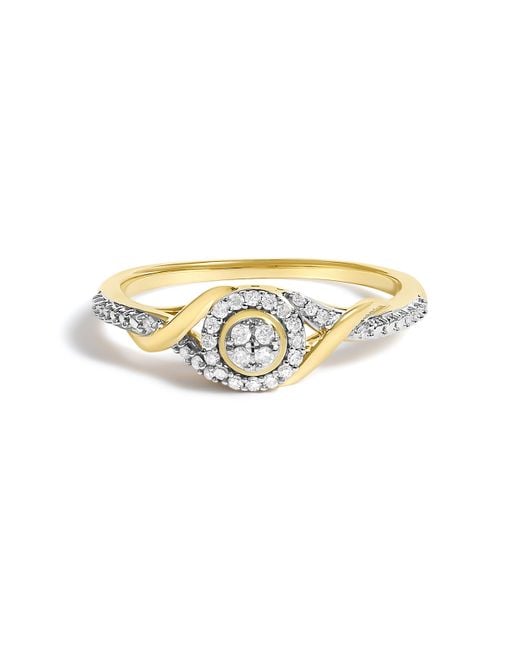 Haus of Brilliance White 10K 1/10 Cttw Diamond Swirl And Halo Promise Ring (I-J Color, I3 Clarity)