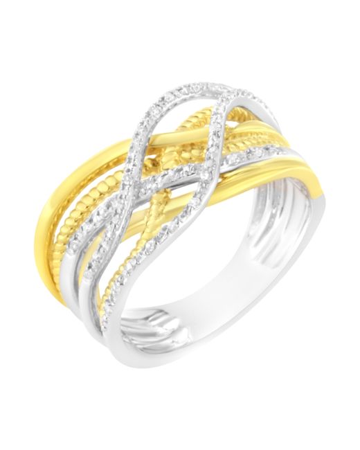 Haus of Brilliance Metallic 10K Plated .925 Sterling 1/10 Cttw Diamond Multi Row Crossover Ring Band (I-J Color, I1-I2 Clarity)