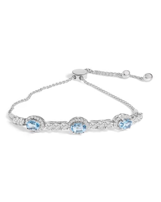 Haus of Brilliance Metallic 925 Sterling Swiss Topaz And Sapphire Bolo Bracelet