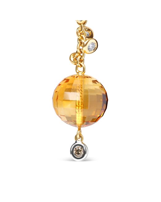 Haus of Brilliance Metallic 18K 2/3 Cttw Round Bezel Diamond And 25Mm Ball Shaped Citrine Gemstone Dangle Stud Earring And G-H Color, Si1-Si2 Clarity)