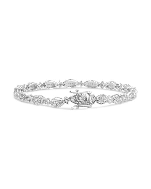 Haus of Brilliance Metallic 925 Sterling 1/2 Cttw Diamond Alternating Marquise And Starburst Shaped Link Bracelet (I-J Color, I2-I3 Clarity)