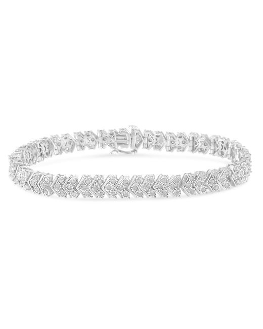 Haus of Brilliance Metallic 925 Sterling 2.0 Cttw Diamond Miracle-Set Nested Chevron Link 7" Tennis Bracelet (I-J Color, I3 Clarity)