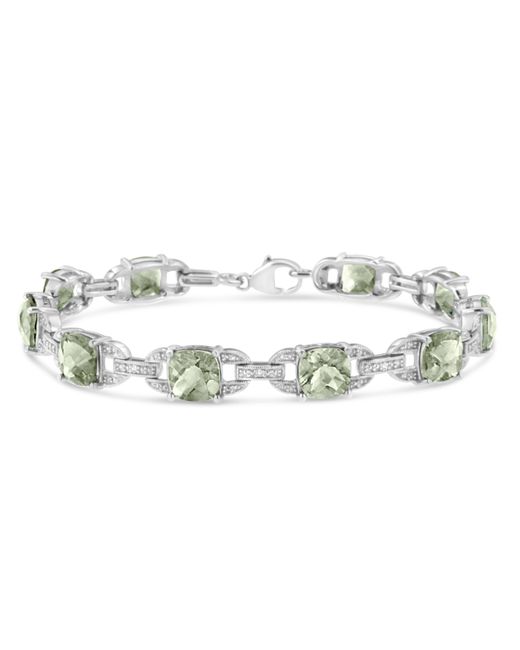 Haus of Brilliance Metallic 925 Sterling 7X7 Mm Cushion Cut Amethyst And 1/20 Cttw Round Cut Diamond Fashion Tennis Bracelet (I-J Color, I1-I2 Clarity)