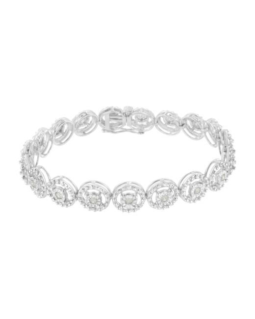 Haus of Brilliance Metallic 925 Sterling 1.0 Cttw Diamond Nested Circle Miracle Set Open Wheel 7" Fashion Link Bracelet (I-J Color, I3 Clarity)