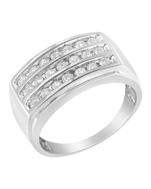 Haus of Brilliance Metallic 14K Diamond Channel Set Band Ring (1 Cttw, H-I Color, Si2-I1 Clarity) for men