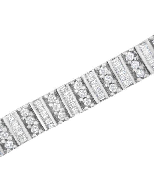 Haus of Brilliance Metallic 14K 4 7/8 Cttw Baguette & Round Brilliant-Cut Diamond Channel- & Prong-Set Tennis Bracelet (I-J Color, I1-I2 Clarity)