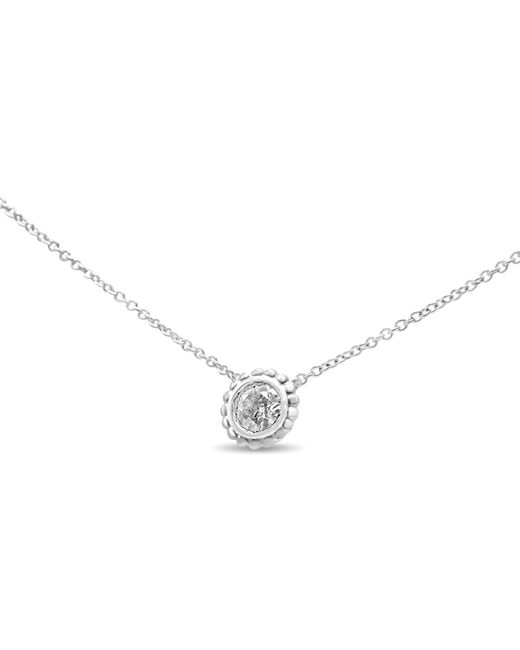 Haus of Brilliance Metallic 10K 1/4 Cttw Bezel-Set Round Diamond Solitaire Floral Pendant 18" Necklace (I-J Color, Si2-I1 Clarity)
