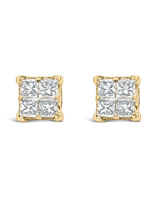 Haus of Brilliance Metallic 10Kt Princess Diamond Composite Stud Earring (1/2 Cttw, I-J Color, I1-I2 Clarity)
