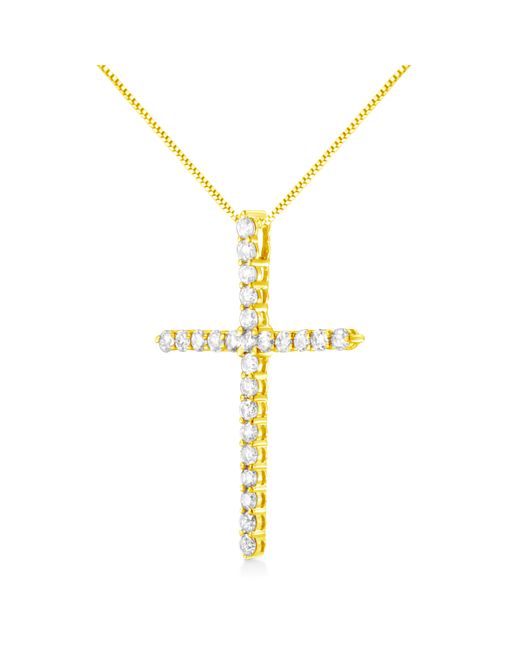 Haus of Brilliance Metallic 10K 2.0 Cttw Round Brilliant Cut Diamond Cross Pendant Necklace With Box Chain (J-K Color, I2-I3 Clarity)