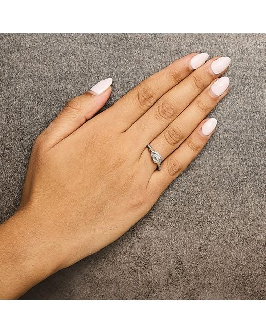 Haus of Brilliance White 10K 1/10 Cttw Diamond Swirl And Halo Promise Ring (I-J Color, I3 Clarity)