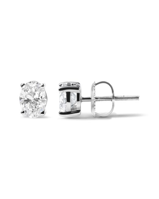 Haus of Brilliance Metallic 14K 3/4 Cttw Oval Shape Lab Grown Diamond Solitaire Stud Earrings (F-G Color, Vs1-Vs2 Clarity)