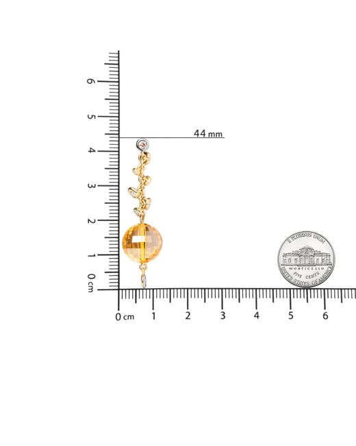Haus of Brilliance Metallic 18K 2/3 Cttw Round Bezel Diamond And 25Mm Ball Shaped Citrine Gemstone Dangle Stud Earring And G-H Color, Si1-Si2 Clarity)