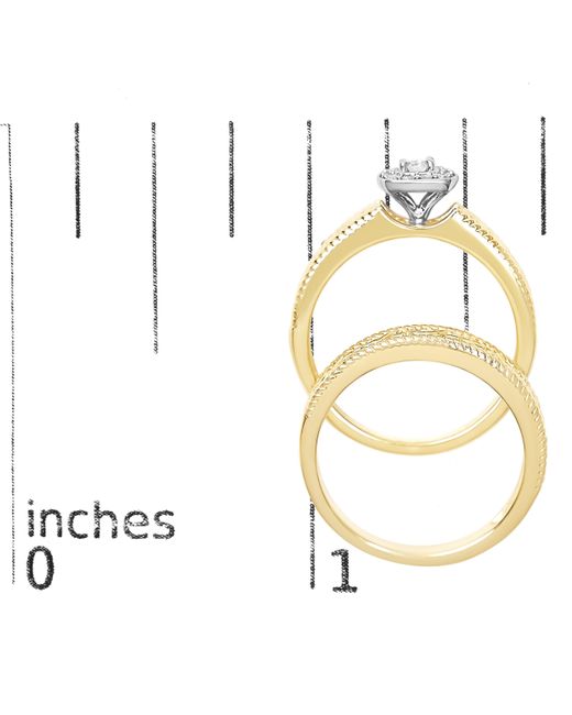 Haus of Brilliance Metallic 14K Plated .925 Sterling 1/5 Cttw Diamond Halo And Milgrain Finish Engagement Ring Bridal Set (I-J Color I3 Clarity)