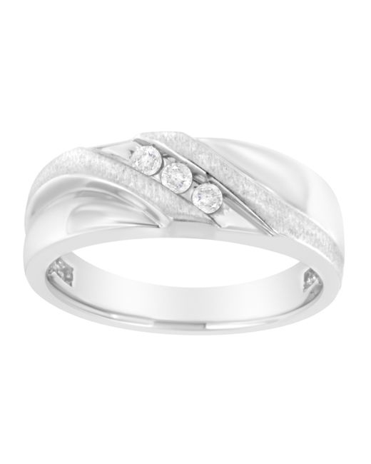 Haus of Brilliance White 10K 1/10 Cttw Diamond Three Stone Channel Set Diamond Wedding Ring (I-J Color, I1-I2 Clarity) for men