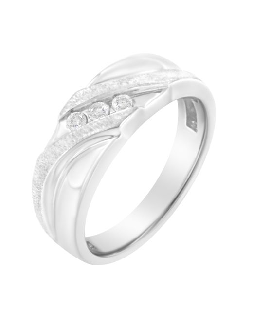 Haus of Brilliance White 10K 1/10 Cttw Diamond Three Stone Channel Set Diamond Wedding Ring (I-J Color, I1-I2 Clarity) for men