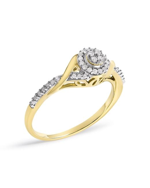 Haus of Brilliance White 10K 1/10 Cttw Diamond Swirl And Halo Promise Ring (I-J Color, I3 Clarity)
