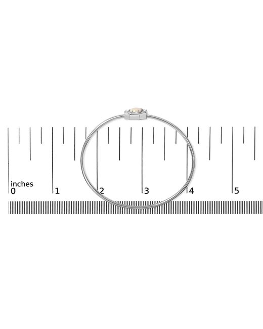 Haus of Brilliance Metallic 925 Sterling 7X7Mm Created Opal And Sapphire Halo Bangle Bracelet