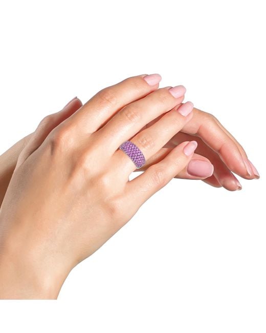 Haus of Brilliance Purple 18K And Rhodium Multi Row Sapphire Classic Band Ring