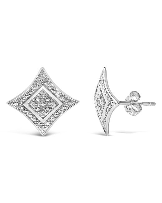 Haus of Brilliance Metallic 925 Sterling Diamond Accented 4-Stone Four Pointed Star Shaped Halo-Style Stud Earrings (H-I Color, I2-I3 Clarity)